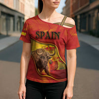 Personalized Spain Cross Shoulder Shirt The Spanish Fighting Bull With Coat Of Arms - Wonder Print Shop