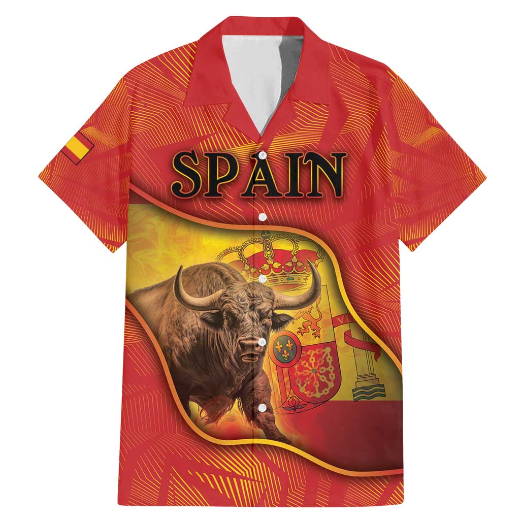 Personalized Spain Family Matching Mermaid Dress and Hawaiian Shirt The Spanish Fighting Bull With Coat Of Arms - Wonder Print Shop