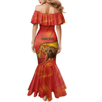 Personalized Spain Family Matching Mermaid Dress and Hawaiian Shirt The Spanish Fighting Bull With Coat Of Arms - Wonder Print Shop