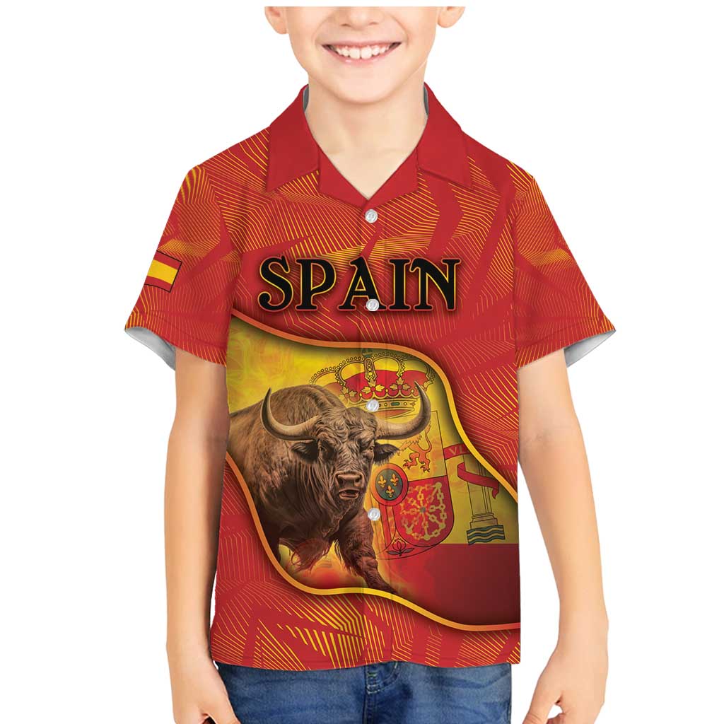 Personalized Spain Family Matching Mermaid Dress and Hawaiian Shirt The Spanish Fighting Bull With Coat Of Arms - Wonder Print Shop