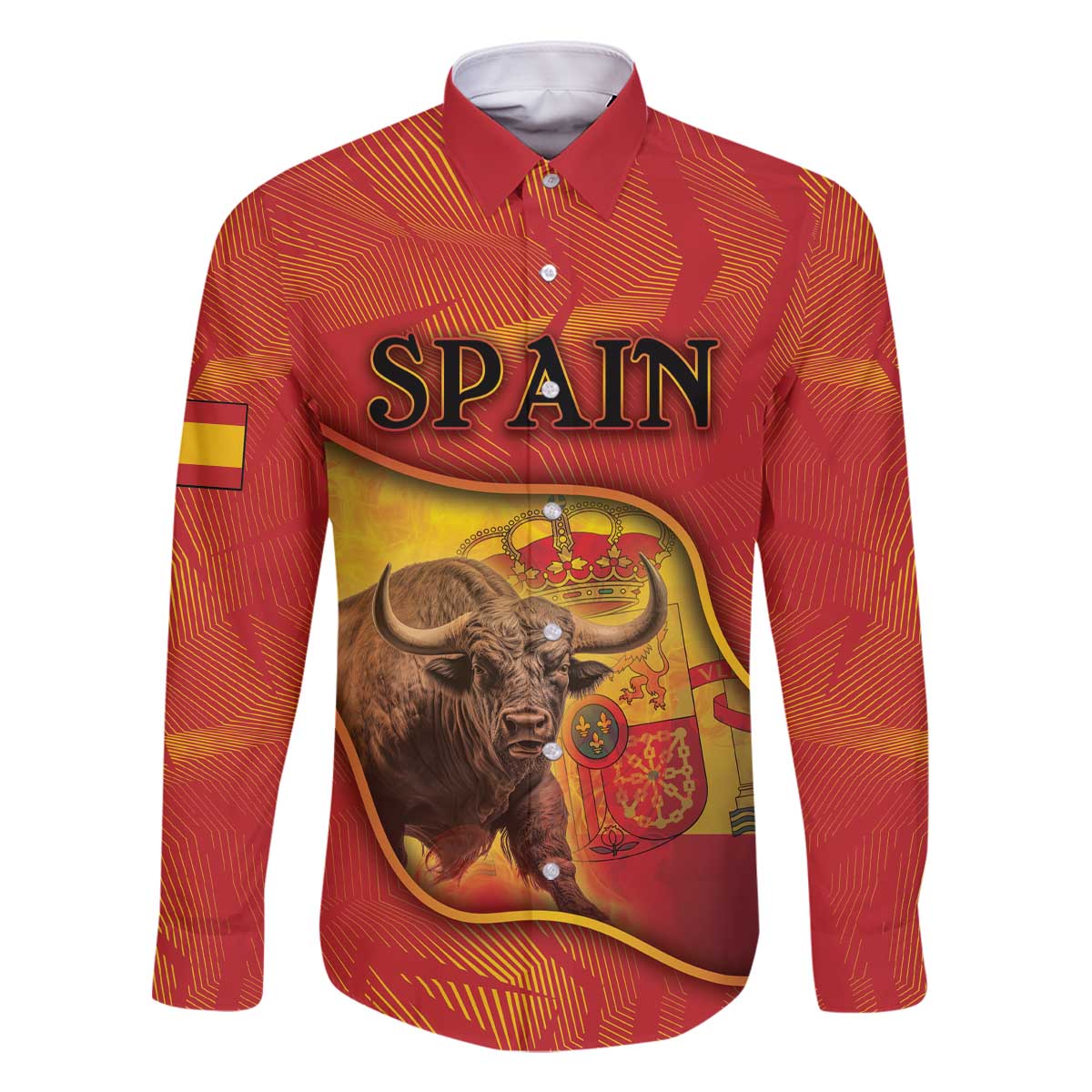 Personalized Spain Family Matching Off The Shoulder Long Sleeve Dress and Hawaiian Shirt The Spanish Fighting Bull With Coat Of Arms - Wonder Print Shop
