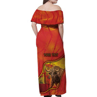 Personalized Spain Family Matching Off Shoulder Maxi Dress and Hawaiian Shirt The Spanish Fighting Bull With Coat Of Arms - Wonder Print Shop
