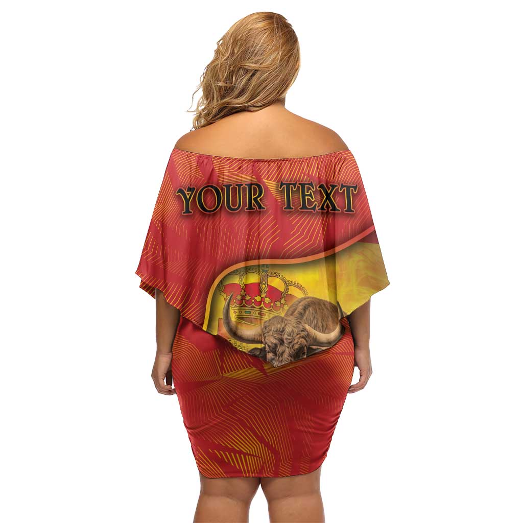 Personalized Spain Family Matching Off Shoulder Short Dress and Hawaiian Shirt The Spanish Fighting Bull With Coat Of Arms - Wonder Print Shop