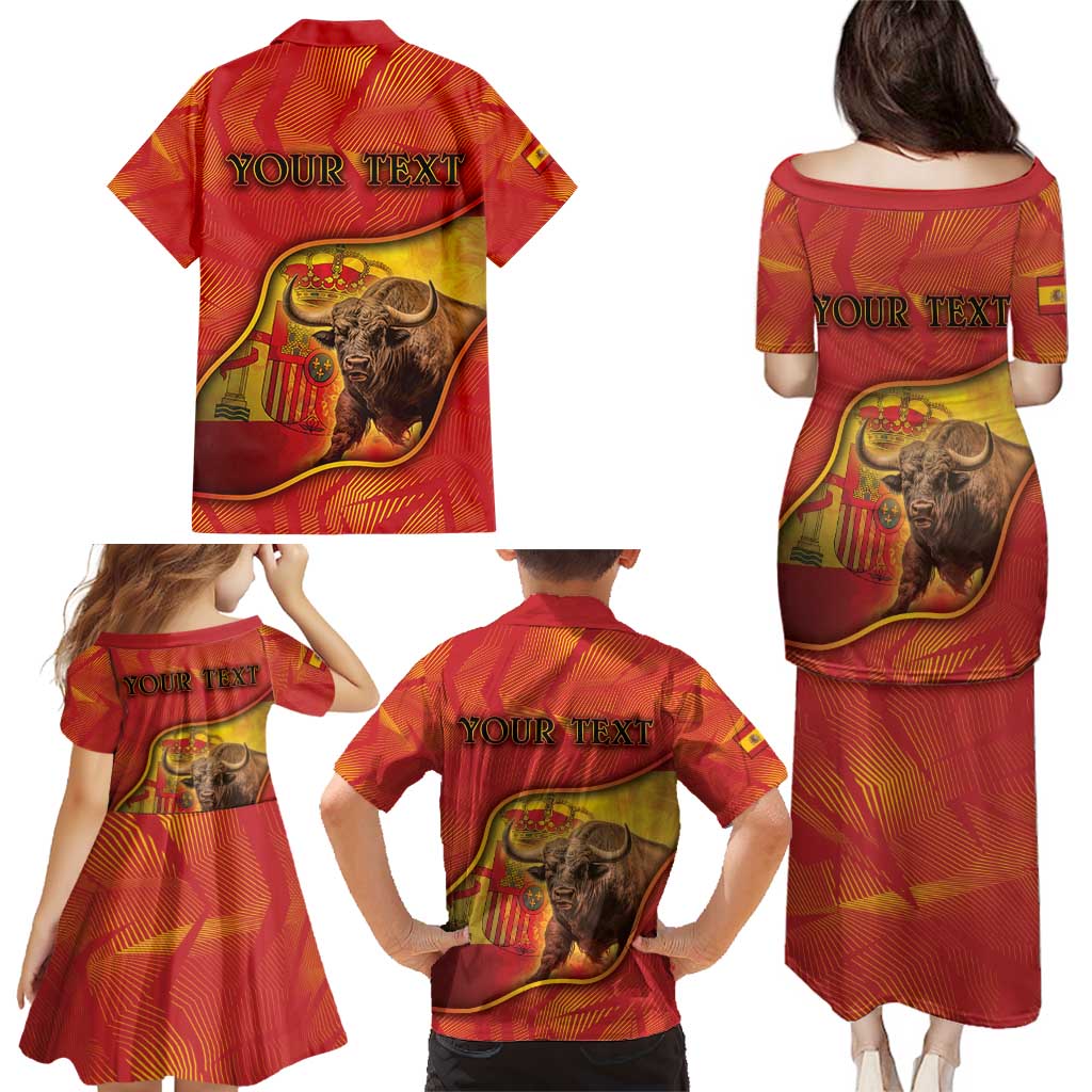 Personalized Spain Family Matching Puletasi and Hawaiian Shirt The Spanish Fighting Bull With Coat Of Arms - Wonder Print Shop
