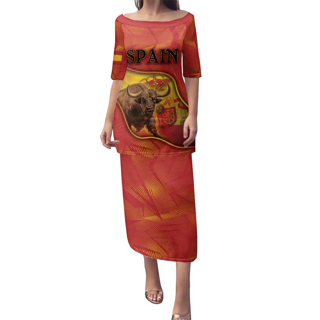 Personalized Spain Family Matching Puletasi and Hawaiian Shirt The Spanish Fighting Bull With Coat Of Arms - Wonder Print Shop