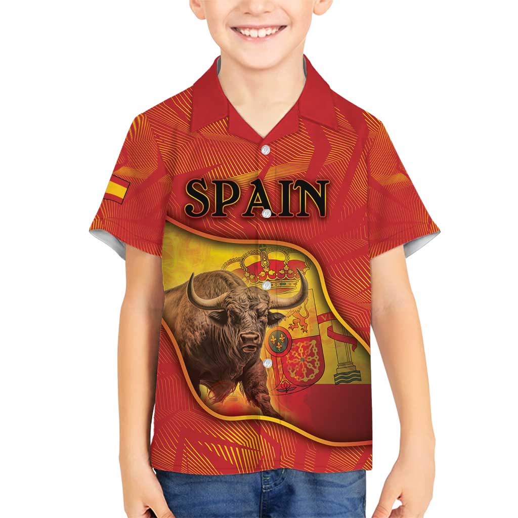Personalized Spain Family Matching Puletasi and Hawaiian Shirt The Spanish Fighting Bull With Coat Of Arms - Wonder Print Shop