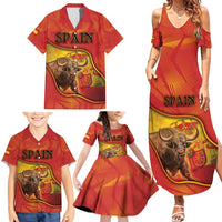 Personalized Spain Family Matching Summer Maxi Dress and Hawaiian Shirt The Spanish Fighting Bull With Coat Of Arms - Wonder Print Shop