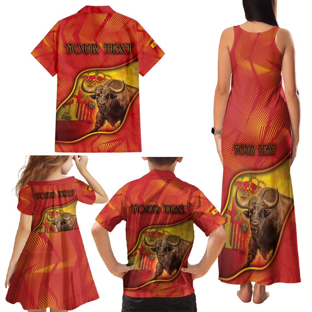 Personalized Spain Family Matching Tank Maxi Dress and Hawaiian Shirt The Spanish Fighting Bull With Coat Of Arms - Wonder Print Shop
