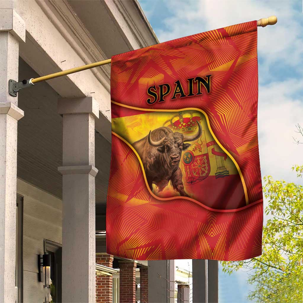 Spain Garden Flag The Spanish Fighting Bull With Coat Of Arms - Wonder Print Shop