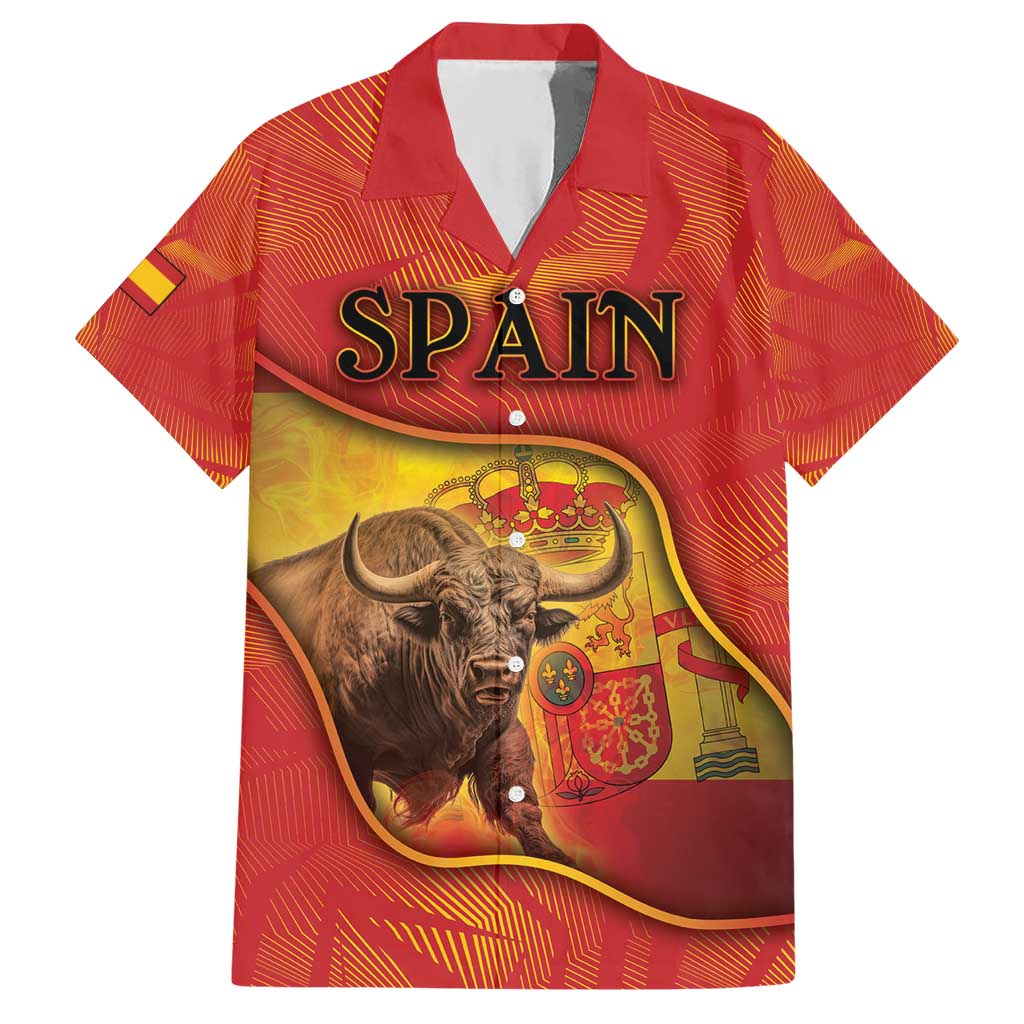 Personalized Spain Hawaiian Shirt The Spanish Fighting Bull With Coat Of Arms - Wonder Print Shop