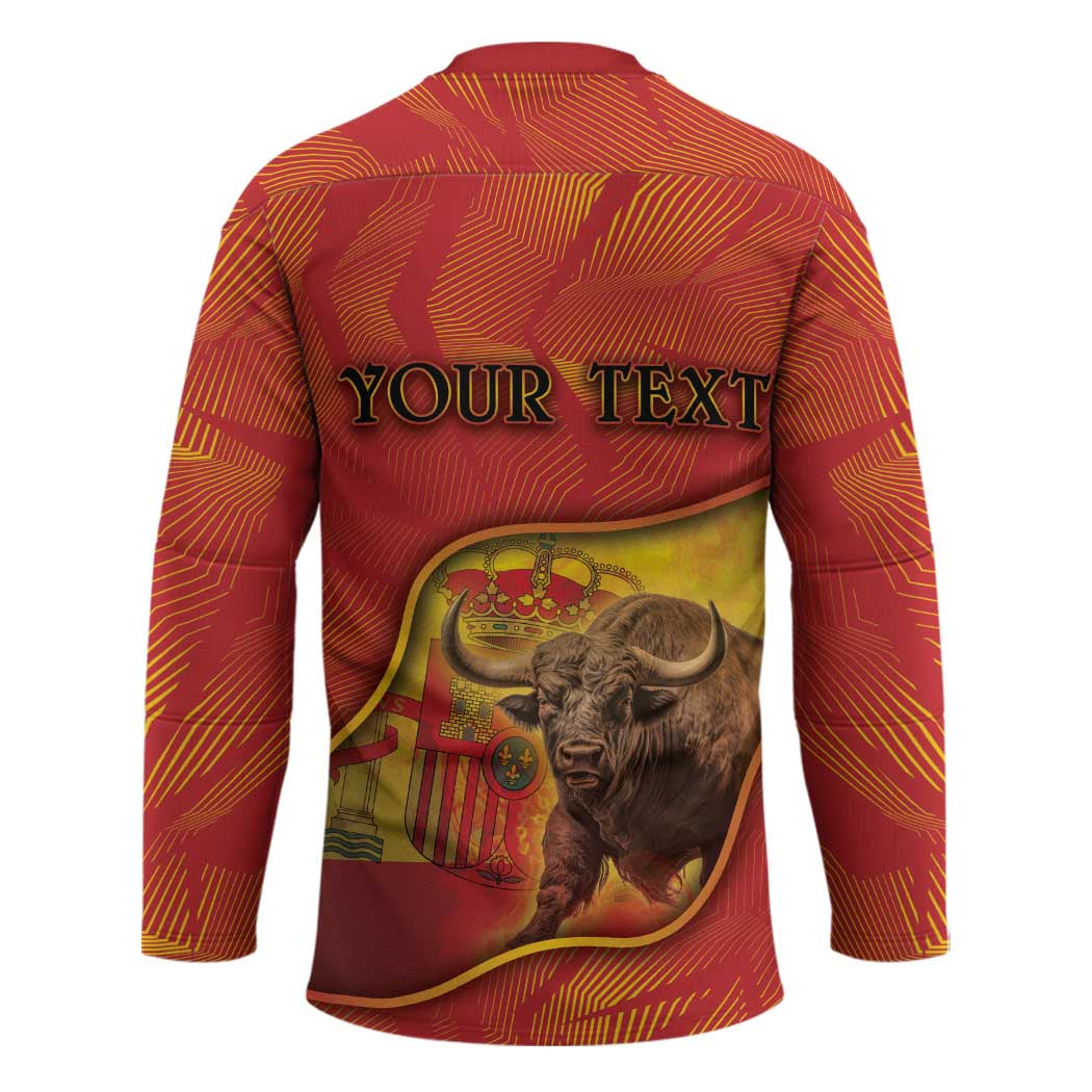 Personalized Spain Hockey Jersey The Spanish Fighting Bull With Coat Of Arms - Wonder Print Shop