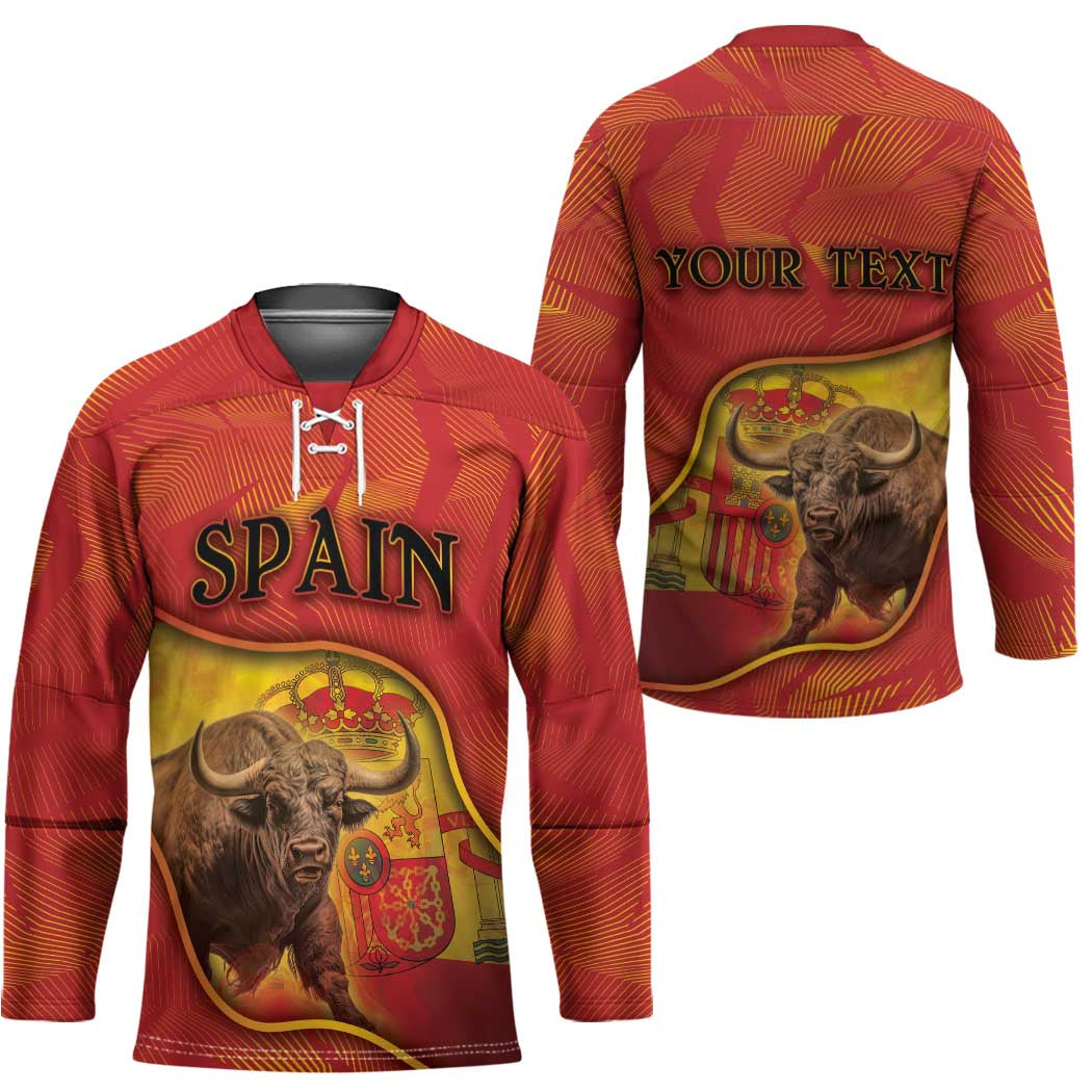 Personalized Spain Hockey Jersey The Spanish Fighting Bull With Coat Of Arms - Wonder Print Shop