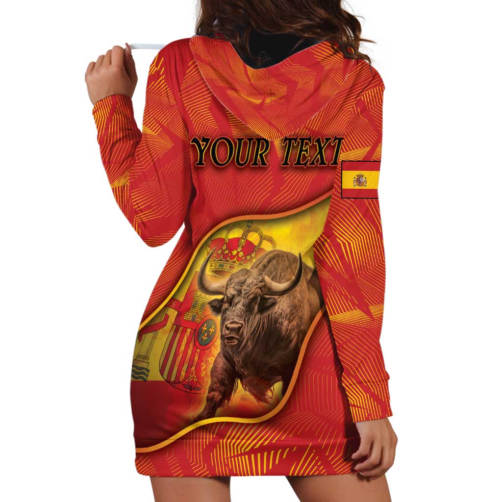 Personalized Spain Hoodie Dress The Spanish Fighting Bull With Coat Of Arms - Wonder Print Shop