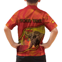 Personalized Spain Kid Hawaiian Shirt The Spanish Fighting Bull With Coat Of Arms - Wonder Print Shop