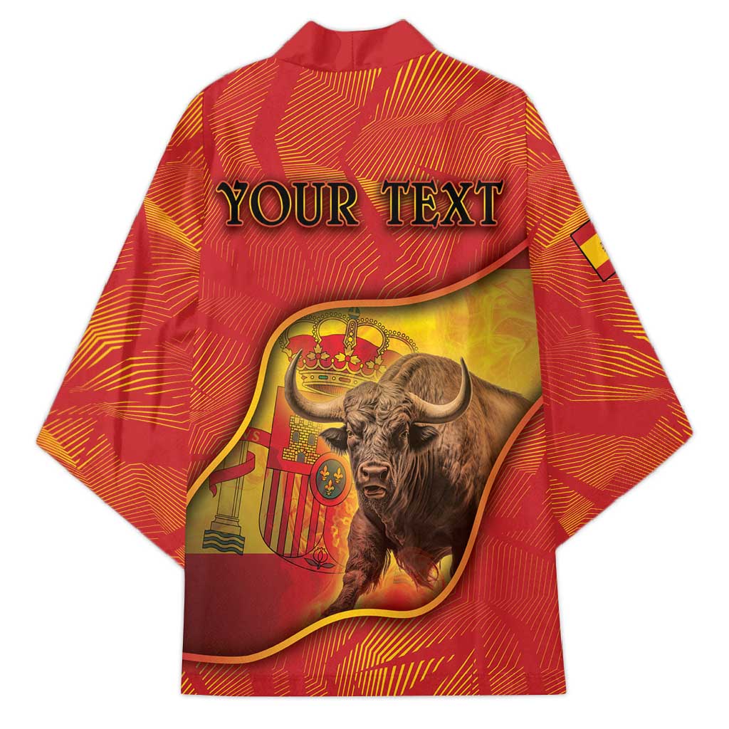 Personalized Spain Kimono The Spanish Fighting Bull With Coat Of Arms - Wonder Print Shop