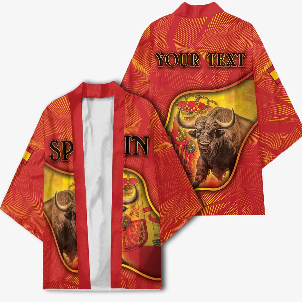Personalized Spain Kimono The Spanish Fighting Bull With Coat Of Arms - Wonder Print Shop