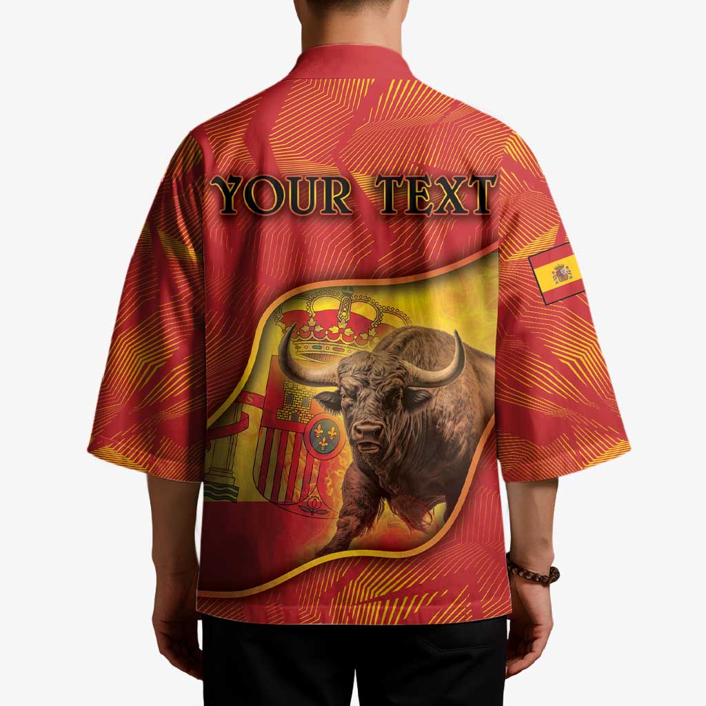 Personalized Spain Kimono The Spanish Fighting Bull With Coat Of Arms - Wonder Print Shop