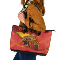 Spain Leather Tote Bag The Spanish Fighting Bull With Coat Of Arms - Wonder Print Shop