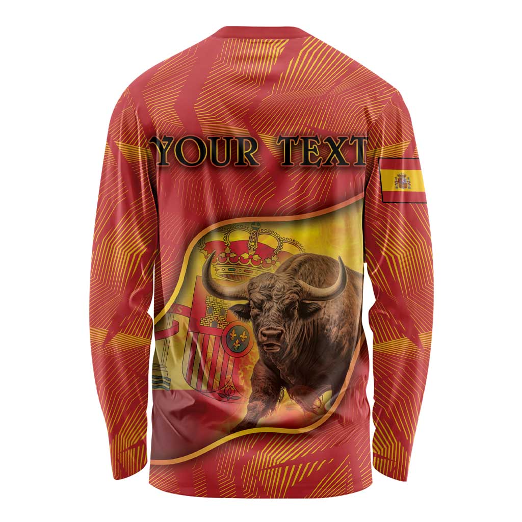 Personalized Spain Long Sleeve Shirt The Spanish Fighting Bull With Coat Of Arms - Wonder Print Shop