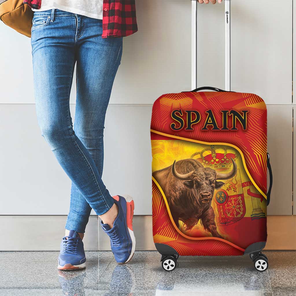 Spain Luggage Cover The Spanish Fighting Bull With Coat Of Arms - Wonder Print Shop