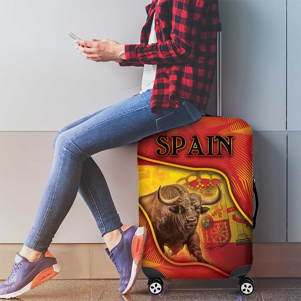 Spain Luggage Cover The Spanish Fighting Bull With Coat Of Arms - Wonder Print Shop