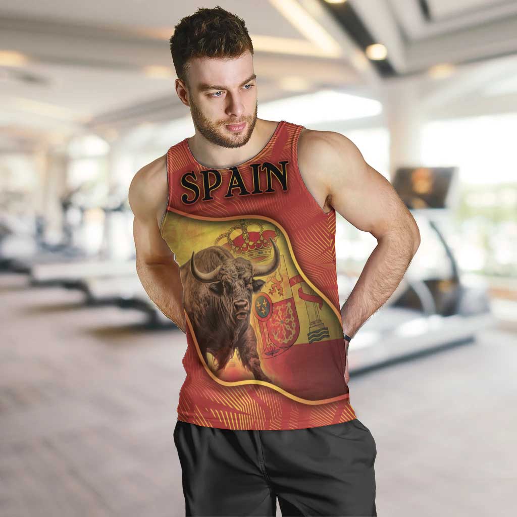 Personalized Spain Men Tank Top The Spanish Fighting Bull With Coat Of Arms - Wonder Print Shop