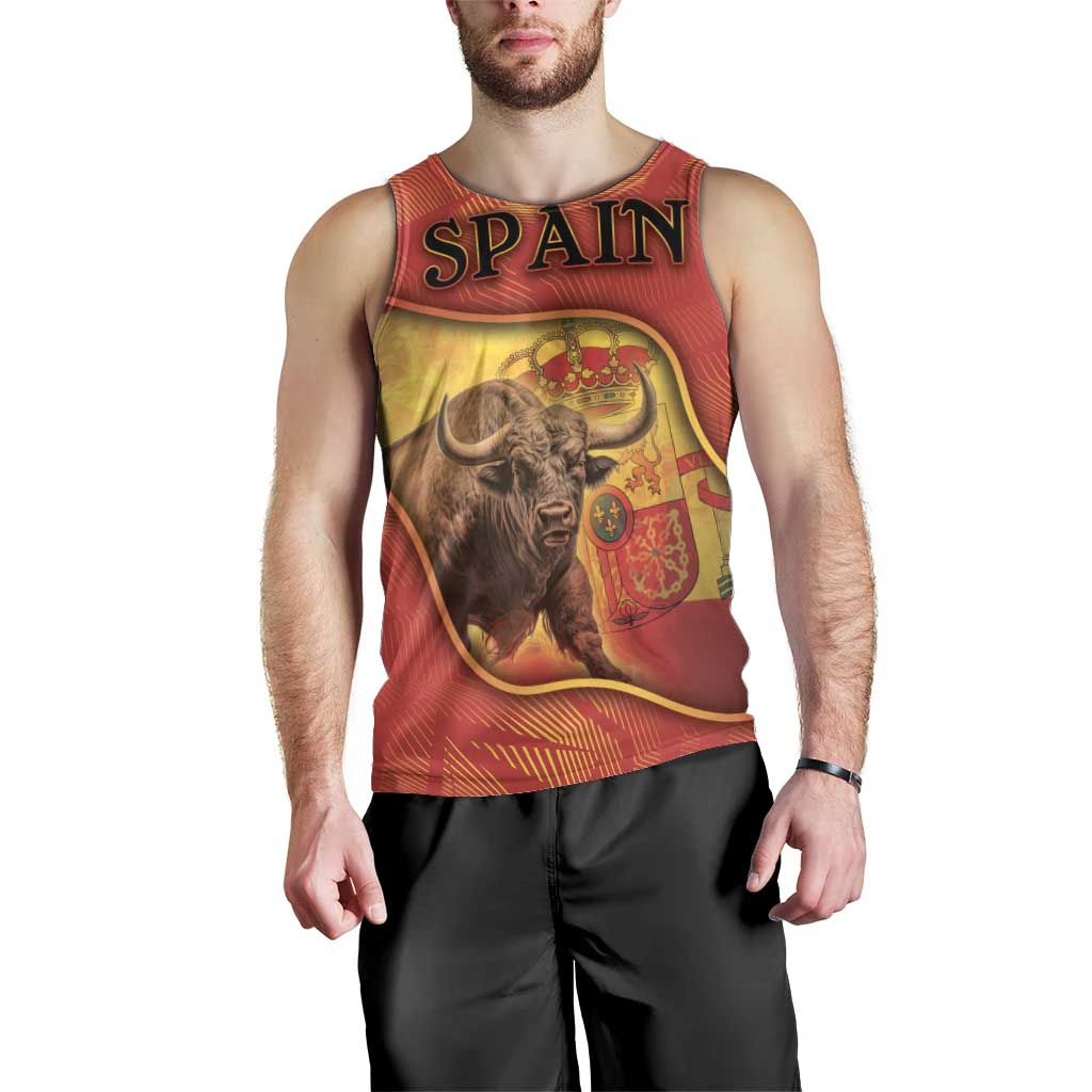 Personalized Spain Men Tank Top The Spanish Fighting Bull With Coat Of Arms - Wonder Print Shop