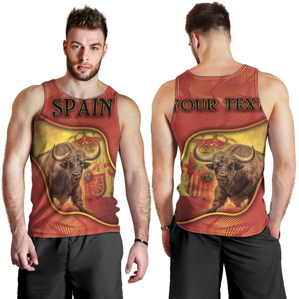 Personalized Spain Men Tank Top The Spanish Fighting Bull With Coat Of Arms - Wonder Print Shop