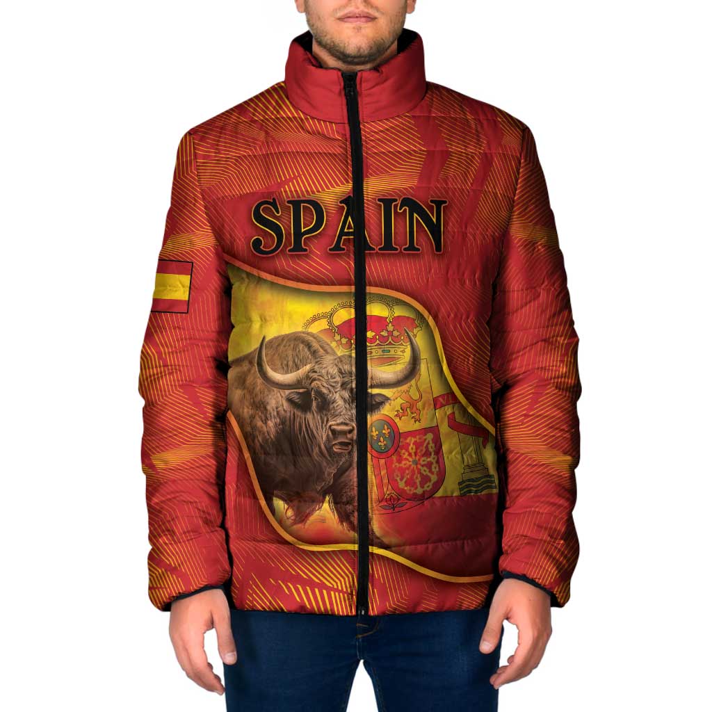 Personalized Spain Padded Jacket The Spanish Fighting Bull With Coat Of Arms - Wonder Print Shop