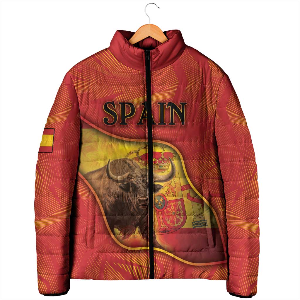 Personalized Spain Padded Jacket The Spanish Fighting Bull With Coat Of Arms - Wonder Print Shop