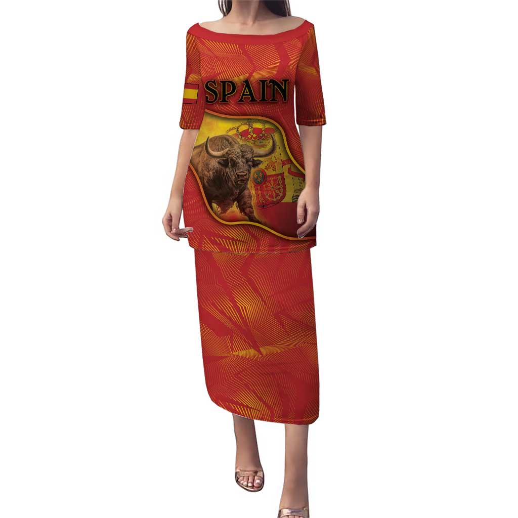 Personalized Spain Puletasi The Spanish Fighting Bull With Coat Of Arms - Wonder Print Shop