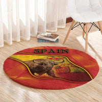 Spain Round Carpet The Spanish Fighting Bull With Coat Of Arms - Wonder Print Shop