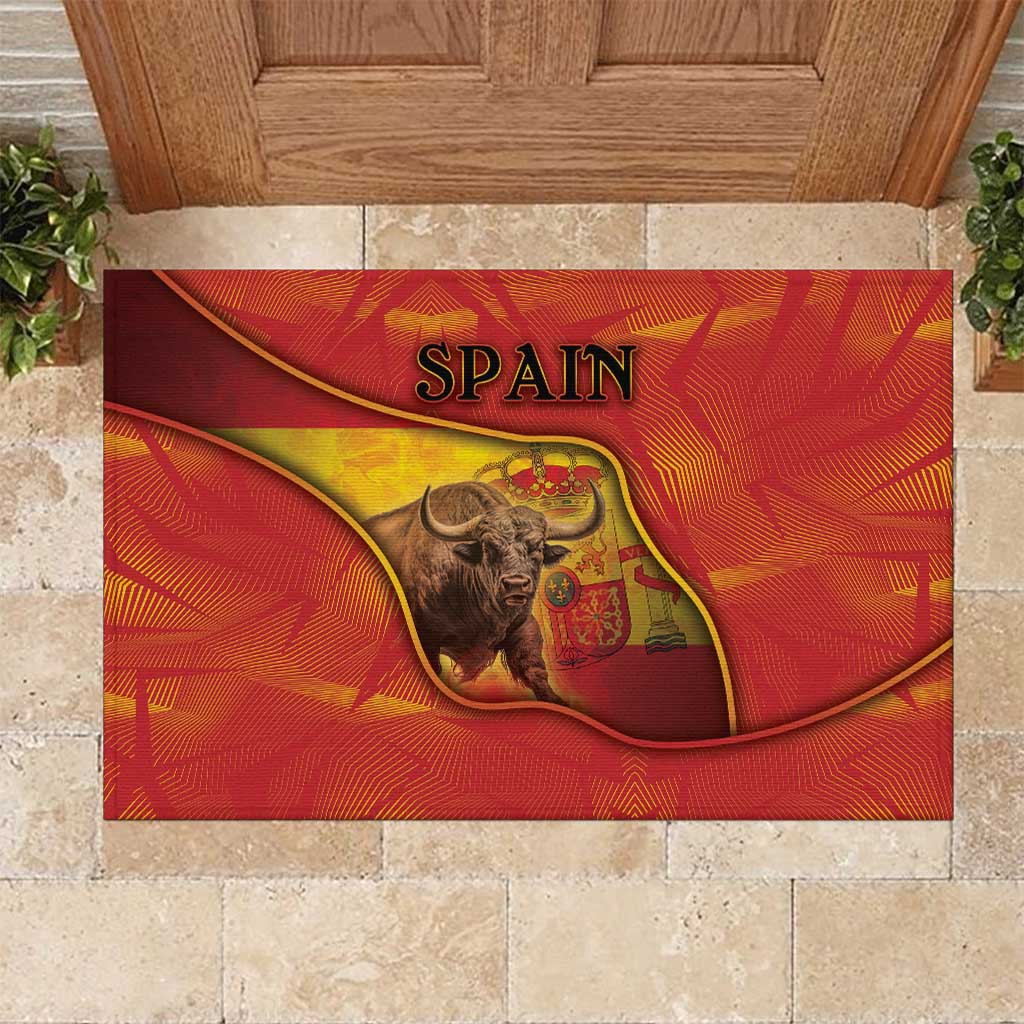 Spain Rubber Doormat The Spanish Fighting Bull With Coat Of Arms - Wonder Print Shop