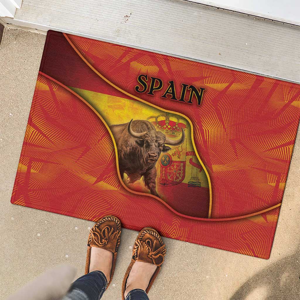 Spain Rubber Doormat The Spanish Fighting Bull With Coat Of Arms - Wonder Print Shop