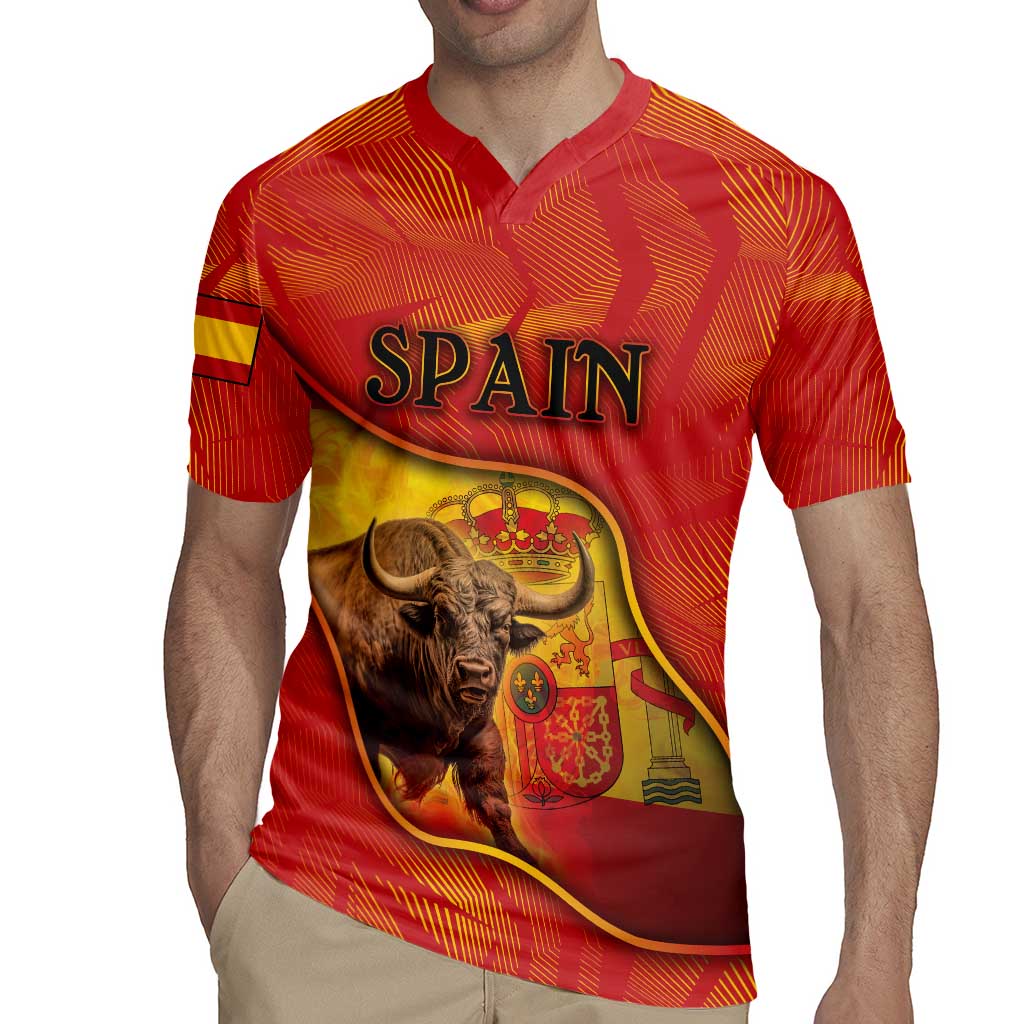 Personalized Spain Rugby Jersey The Spanish Fighting Bull With Coat Of Arms - Wonder Print Shop