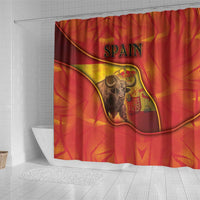 Spain Shower Curtain The Spanish Fighting Bull With Coat Of Arms - Wonder Print Shop