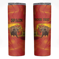 Personalized Spain Skinny Tumbler The Spanish Fighting Bull With Coat Of Arms - Wonder Print Shop