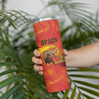 Personalized Spain Skinny Tumbler The Spanish Fighting Bull With Coat Of Arms - Wonder Print Shop
