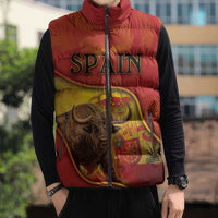 Personalized Spain Sleeveless Puffer Jacket The Spanish Fighting Bull With Coat Of Arms - Wonder Print Shop