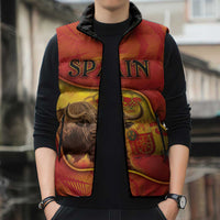 Personalized Spain Sleeveless Puffer Jacket The Spanish Fighting Bull With Coat Of Arms - Wonder Print Shop