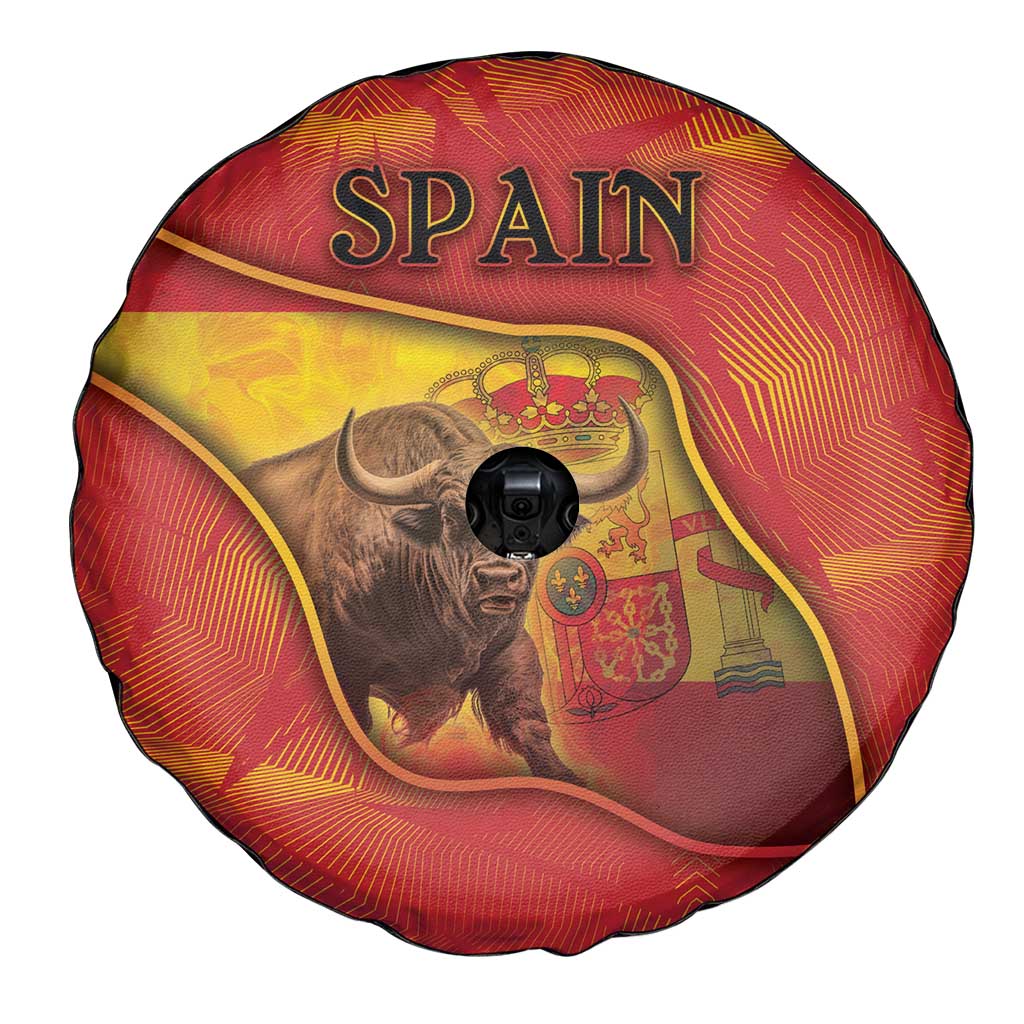Spain Spare Tire Cover The Spanish Fighting Bull With Coat Of Arms - Wonder Print Shop