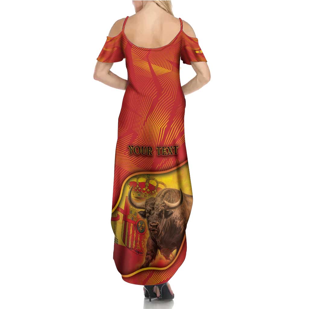 Personalized Spain Summer Maxi Dress The Spanish Fighting Bull With Coat Of Arms - Wonder Print Shop