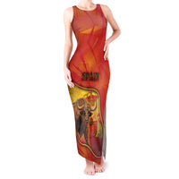 Personalized Spain Tank Maxi Dress The Spanish Fighting Bull With Coat Of Arms - Wonder Print Shop