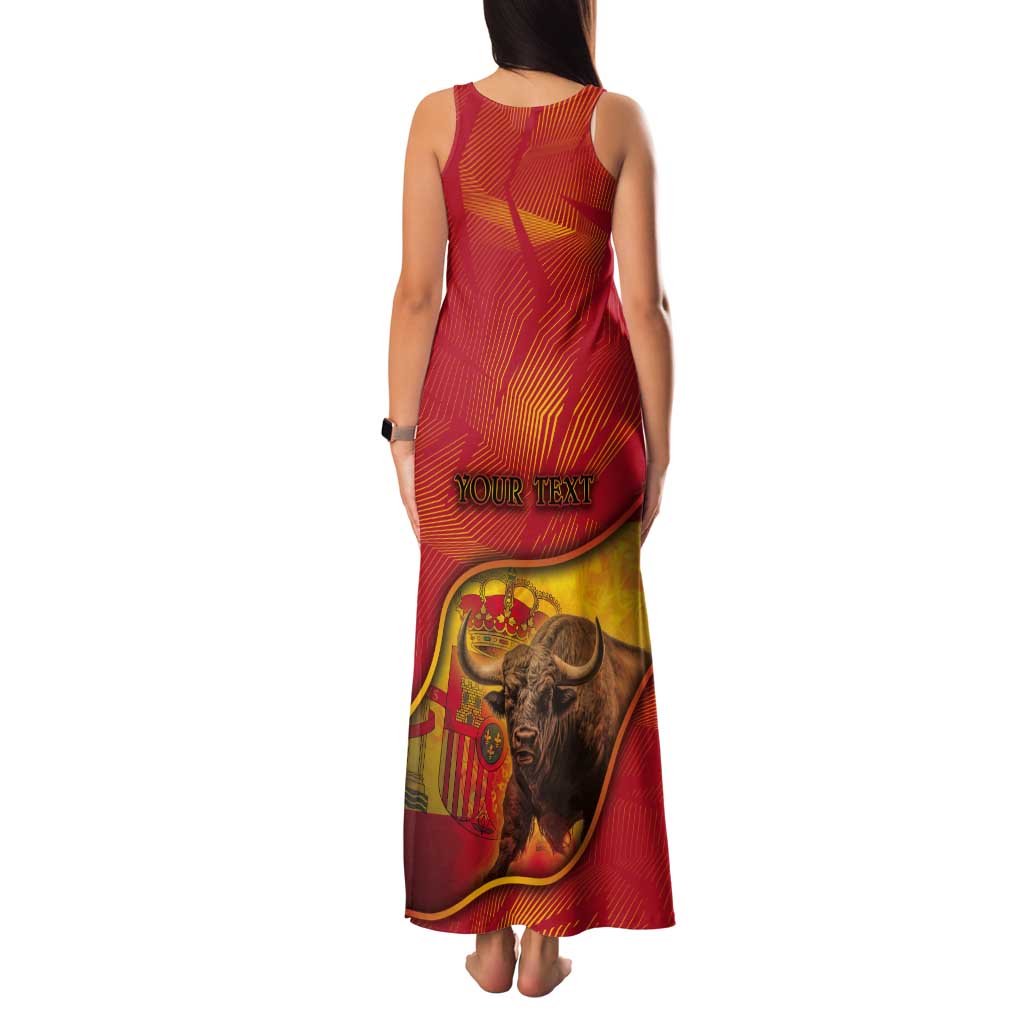 Personalized Spain Tank Maxi Dress The Spanish Fighting Bull With Coat Of Arms - Wonder Print Shop