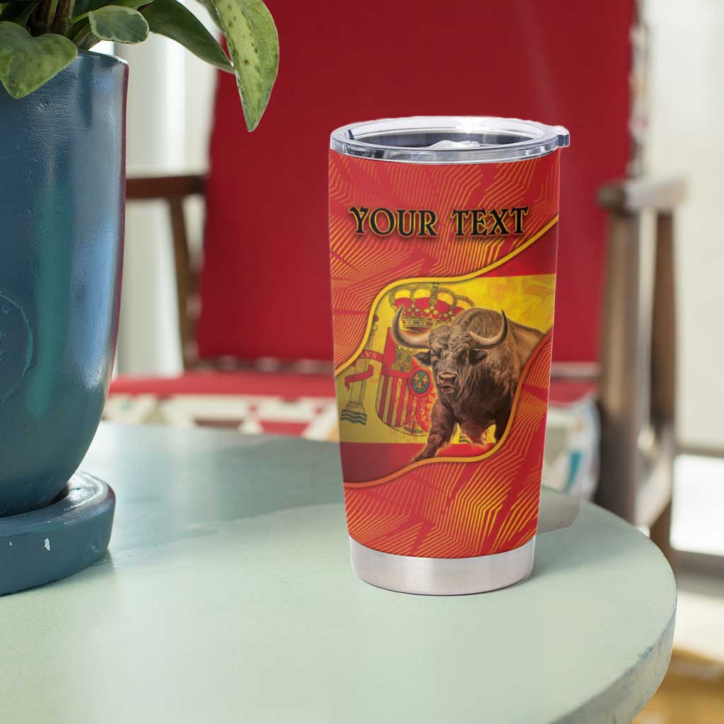 Personalized Spain Tumbler Cup The Spanish Fighting Bull With Coat Of Arms - Wonder Print Shop