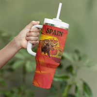 Personalized Spain Tumbler With Handle The Spanish Fighting Bull With Coat Of Arms - Wonder Print Shop