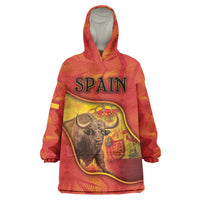 Personalized Spain Wearable Blanket Hoodie The Spanish Fighting Bull With Coat Of Arms - Wonder Print Shop