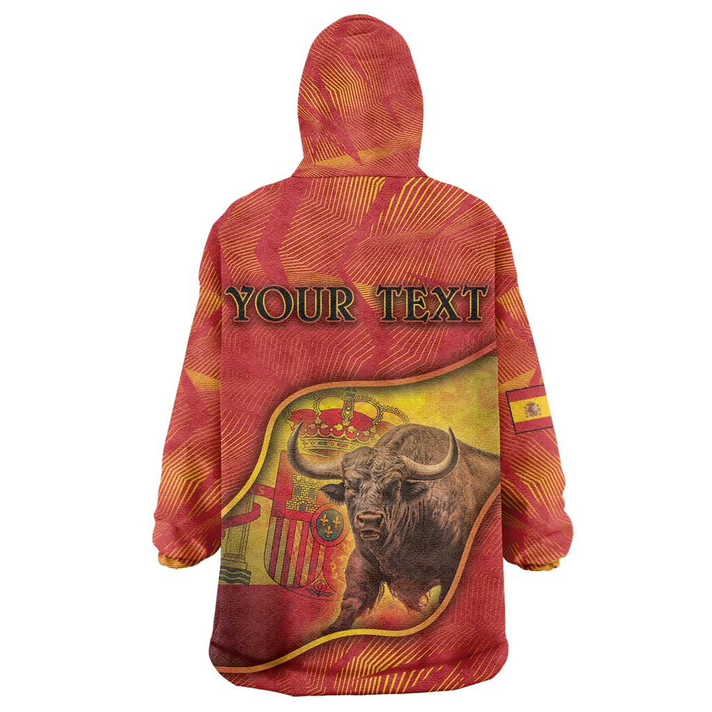 Personalized Spain Wearable Blanket Hoodie The Spanish Fighting Bull With Coat Of Arms - Wonder Print Shop