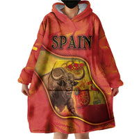 Personalized Spain Wearable Blanket Hoodie The Spanish Fighting Bull With Coat Of Arms - Wonder Print Shop