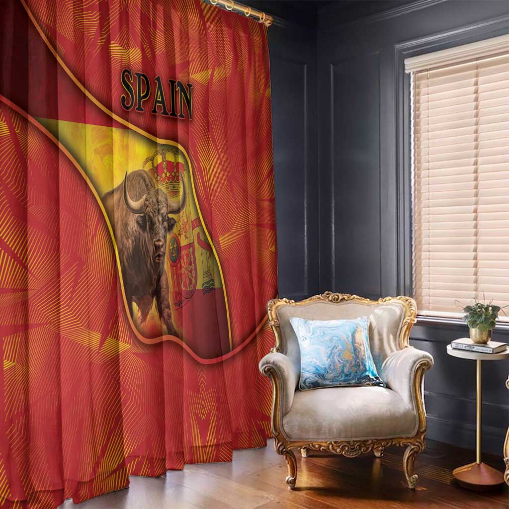 Spain Window Curtain The Spanish Fighting Bull With Coat Of Arms - Wonder Print Shop